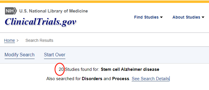 在ClinicalTrail上注冊的干細胞治療AD臨床研究還有20余項 在ClinicalTrail上注冊的干細胞治療AD臨床研究還有20余項