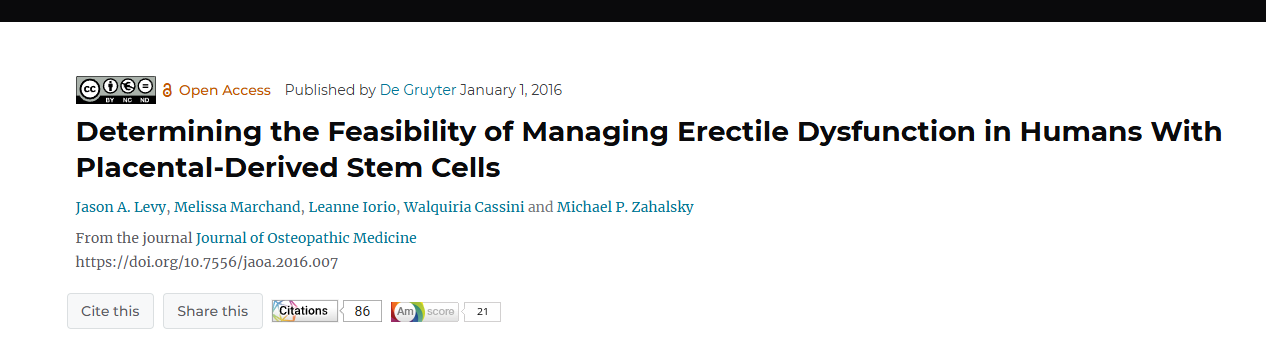 確定利用胎盤干細胞治療人類勃起功能障礙的可行性 確定利用胎盤干細胞治療人類勃起功能障礙的可行性
