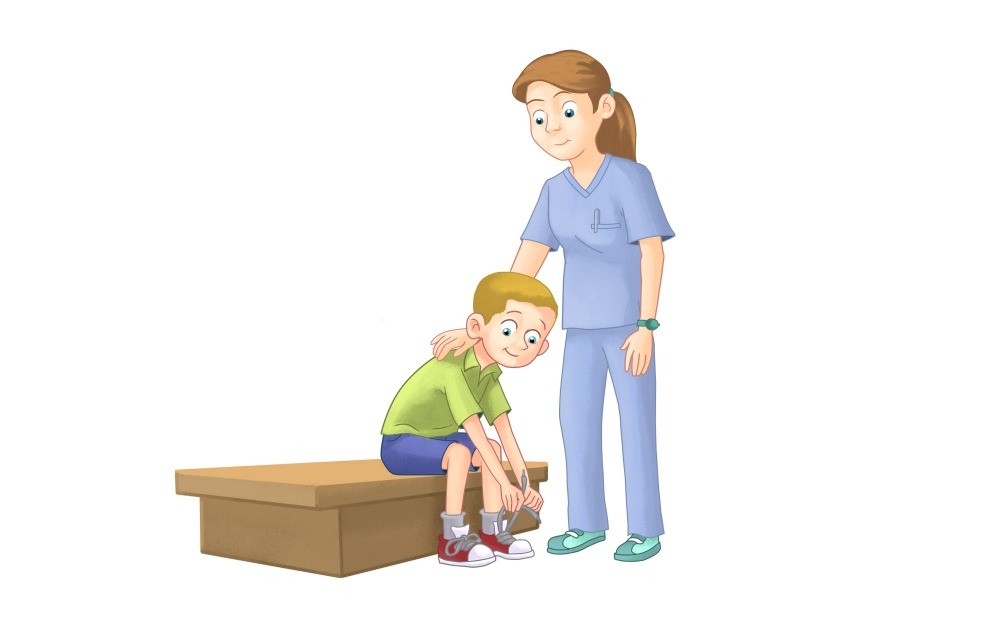 治療師幫助腦性癱瘓患者進行日常活動。? 治療師幫助腦性癱瘓患者進行日常活動。?