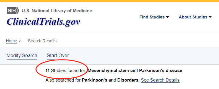 clinicaltrials.gov網(wǎng)站上注冊的有關間充質(zhì)干細胞治療帕金森病的臨床研究項目有11項。 clinicaltrials.gov網(wǎng)站上注冊的有關間充質(zhì)干細胞治療帕金森病的臨床研究項目有11項。