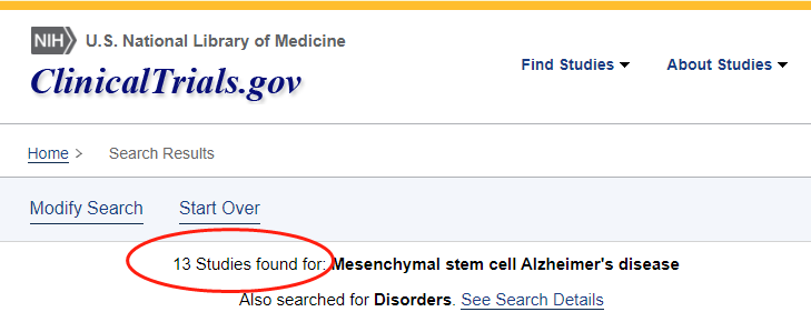 clinicaltrials.gov網(wǎng)站上注冊的有關間充質(zhì)干細胞治療阿爾茨海默氏病的臨床研究項目有13項。 clinicaltrials.gov網(wǎng)站上注冊的有關間充質(zhì)干細胞治療阿爾茨海默氏病的臨床研究項目有13項。