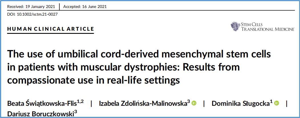 臍帶間充質干細胞在肌營養不良癥患者中的應用:現實生活中的同情使用結果 臍帶間充質干細胞在肌營養不良癥患者中的應用:現實生活中的同情使用結果