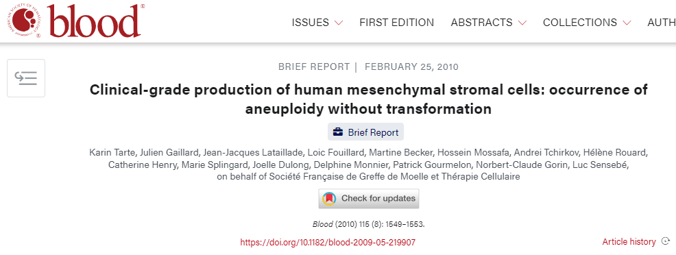 13個(gè)科研單位聯(lián)合確認(rèn)：間充質(zhì)干細(xì)胞（MSCs）不具有成瘤性