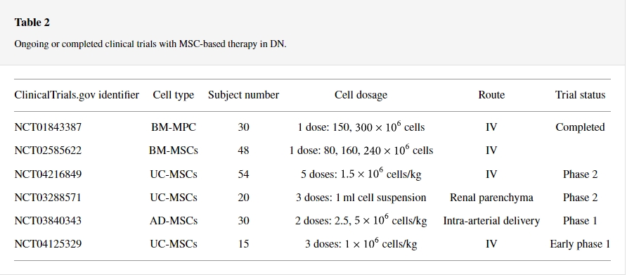 間充質(zhì)干細(xì)胞治療糖尿病腎病的臨床試驗