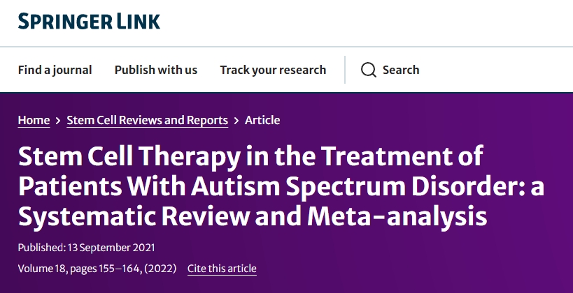 干細(xì)胞療法治療自閉癥譜系障礙患者:系統(tǒng)評價和薈萃分析