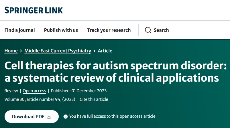 干細胞療法治療自閉癥譜系障礙的臨床應(yīng)用系統(tǒng)綜述