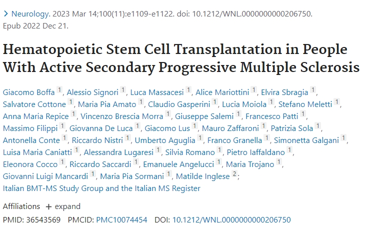 神經病學:活動性繼發性進行性多發性硬化癥患者的造血干細胞移植 神經病學:活動性繼發性進行性多發性硬化癥患者的造血干細胞移植