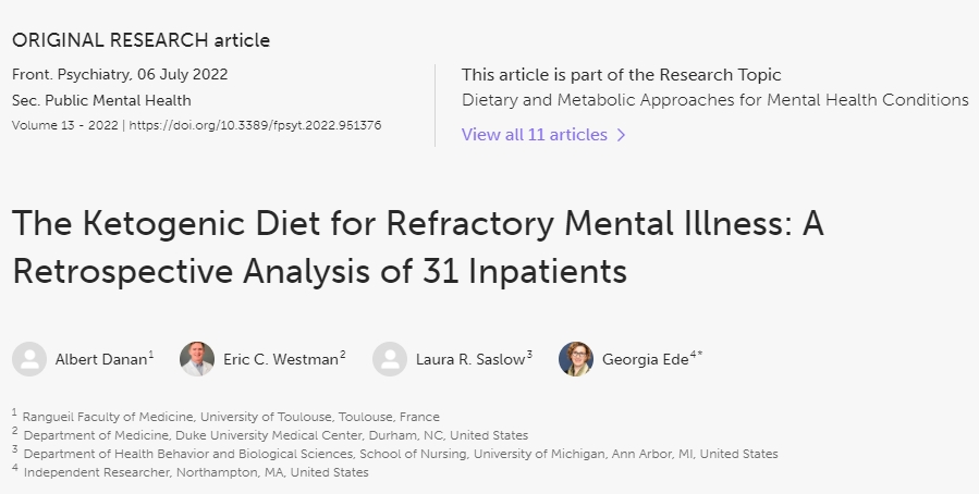 生酮飲食治療難治性精神疾病:31例住院患者的回顧性分析