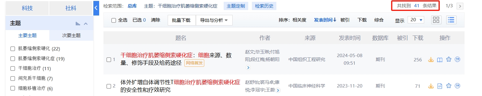 國內中國知網cnki.net網站上已經有41個干細胞治療肌萎縮側索硬化癥的相關文章。 國內中國知網cnki.net網站上已經有41個干細胞治療肌萎縮側索硬化癥的相關文章。