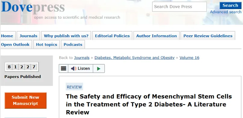 間充質干細胞治療Ⅱ型糖尿病的安全性和有效性相關綜述 間充質干細胞治療Ⅱ型糖尿病的安全性和有效性相關綜述