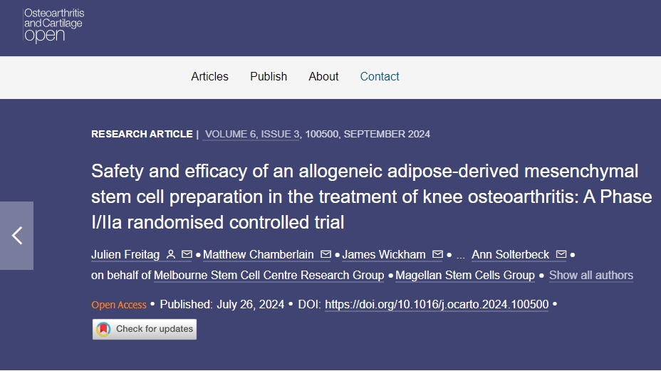 同種異體脂肪間充質(zhì)干細(xì)胞制劑治療膝關(guān)節(jié)骨關(guān)節(jié)炎的安全性和有效性:I/IIa 期隨機(jī)對照試驗 同種異體脂肪間充質(zhì)干細(xì)胞制劑治療膝關(guān)節(jié)骨關(guān)節(jié)炎的安全性和有效性:I/IIa 期隨機(jī)對照試驗