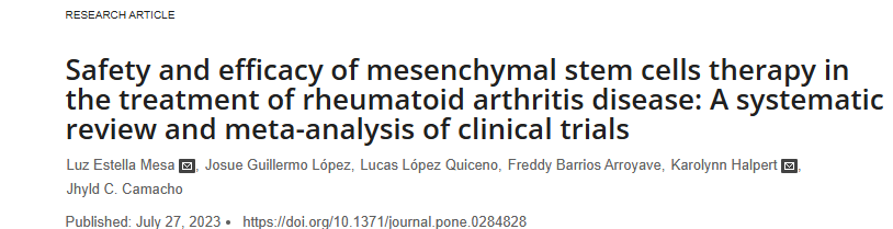《間充質干細胞治療類風濕關節(jié)炎疾病的安全性和有效性:臨床試驗的系統(tǒng)評價和薈萃分析》 《間充質干細胞治療類風濕關節(jié)炎疾病的安全性和有效性:臨床試驗的系統(tǒng)評價和薈萃分析》