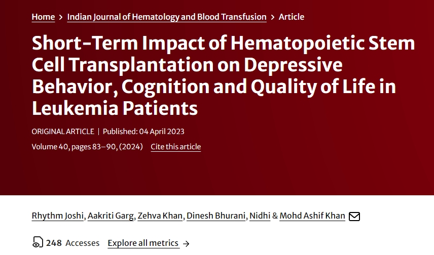 造血干細胞移植對白血病患者抑郁行為、認知和生活質量的短期影響 造血干細胞移植對白血病患者抑郁行為、認知和生活質量的短期影響