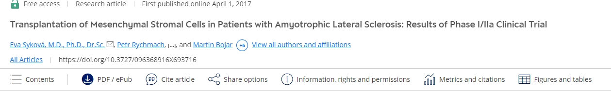 間充質(zhì)基質(zhì)細(xì)胞移植治療肌萎縮側(cè)索硬化癥患者:I/IIa 期臨床試驗(yàn)結(jié)果 間充質(zhì)基質(zhì)細(xì)胞移植治療肌萎縮側(cè)索硬化癥患者:I/IIa 期臨床試驗(yàn)結(jié)果