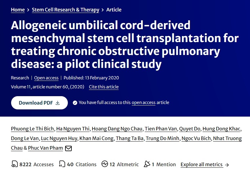 同種異體臍帶間充質(zhì)干細(xì)胞移植治療慢性阻塞性肺病：一項(xiàng)初步臨床研究