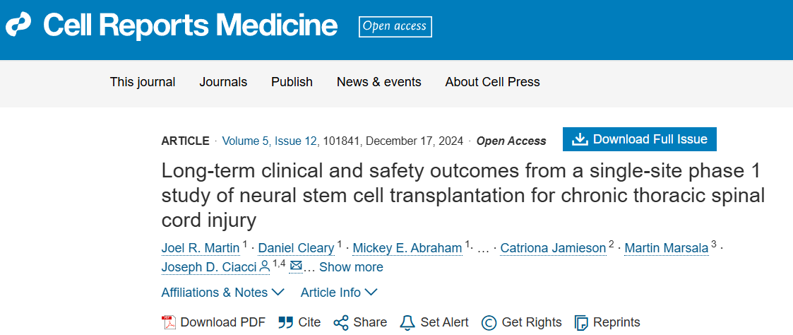 神經(jīng)干細(xì)胞移植治療慢性胸椎損傷的單中心Ⅰ期臨床研究 神經(jīng)干細(xì)胞移植治療慢性胸椎損傷的單中心Ⅰ期臨床研究