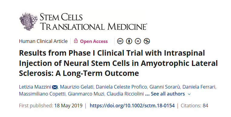 肌萎縮側(cè)索硬化癥脊髓內(nèi)注射神經(jīng)干細(xì)胞 I 期臨床試驗(yàn)結(jié)果:長期結(jié)果 肌萎縮側(cè)索硬化癥脊髓內(nèi)注射神經(jīng)干細(xì)胞 I 期臨床試驗(yàn)結(jié)果:長期結(jié)果