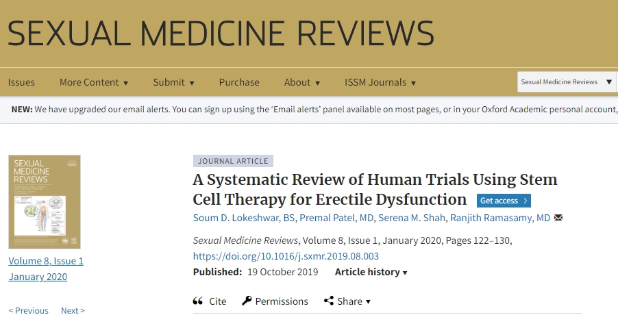 使用干細胞療法治療勃起功能障礙的人體試驗的系統評價 使用干細胞療法治療勃起功能障礙的人體試驗的系統評價