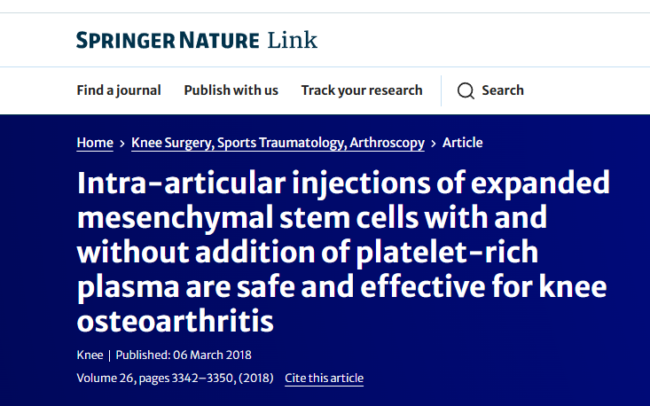 關(guān)節(jié)內(nèi)注射擴(kuò)增的間充質(zhì)干細(xì)胞(無論是否添加富血小板血漿)對治療膝關(guān)節(jié)骨關(guān)節(jié)炎都是安全有效的 關(guān)節(jié)內(nèi)注射擴(kuò)增的間充質(zhì)干細(xì)胞(無論是否添加富血小板血漿)對治療膝關(guān)節(jié)骨關(guān)節(jié)炎都是安全有效的