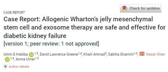 同種異體華通氏膠間充質(zhì)干細(xì)胞和外泌體療法對糖尿病腎衰竭安全有效