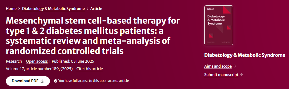 間充質(zhì)干細胞治療1型和2型糖尿病:隨機對照試驗的系統(tǒng)評價和薈萃分析 間充質(zhì)干細胞治療1型和2型糖尿病:隨機對照試驗的系統(tǒng)評價和薈萃分析