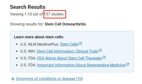 干細胞治療骨關節炎的臨床研究項目進展