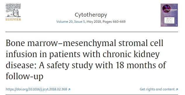慢性腎病患者骨髓間充質(zhì)基質(zhì)細(xì)胞輸注:一項(xiàng)為期18個(gè)月的隨訪安全性研究 慢性腎病患者骨髓間充質(zhì)基質(zhì)細(xì)胞輸注:一項(xiàng)為期18個(gè)月的隨訪安全性研究