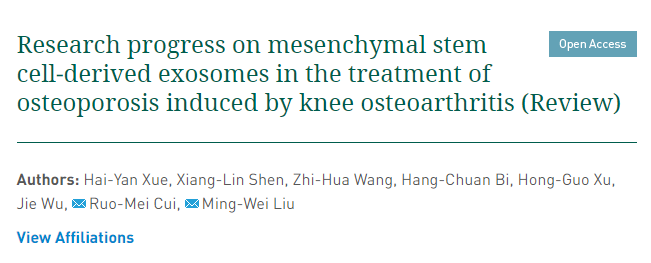 間充質干細胞來源的外泌體治療膝骨關節炎所致骨質疏松癥的研究進展