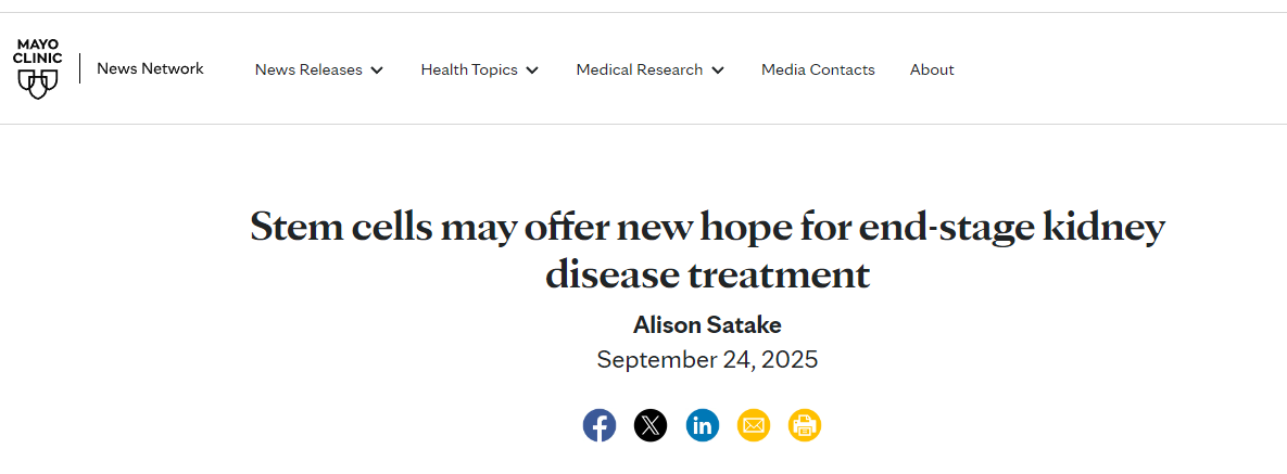 干細胞療法或將為終末期腎病治療帶來新的希望