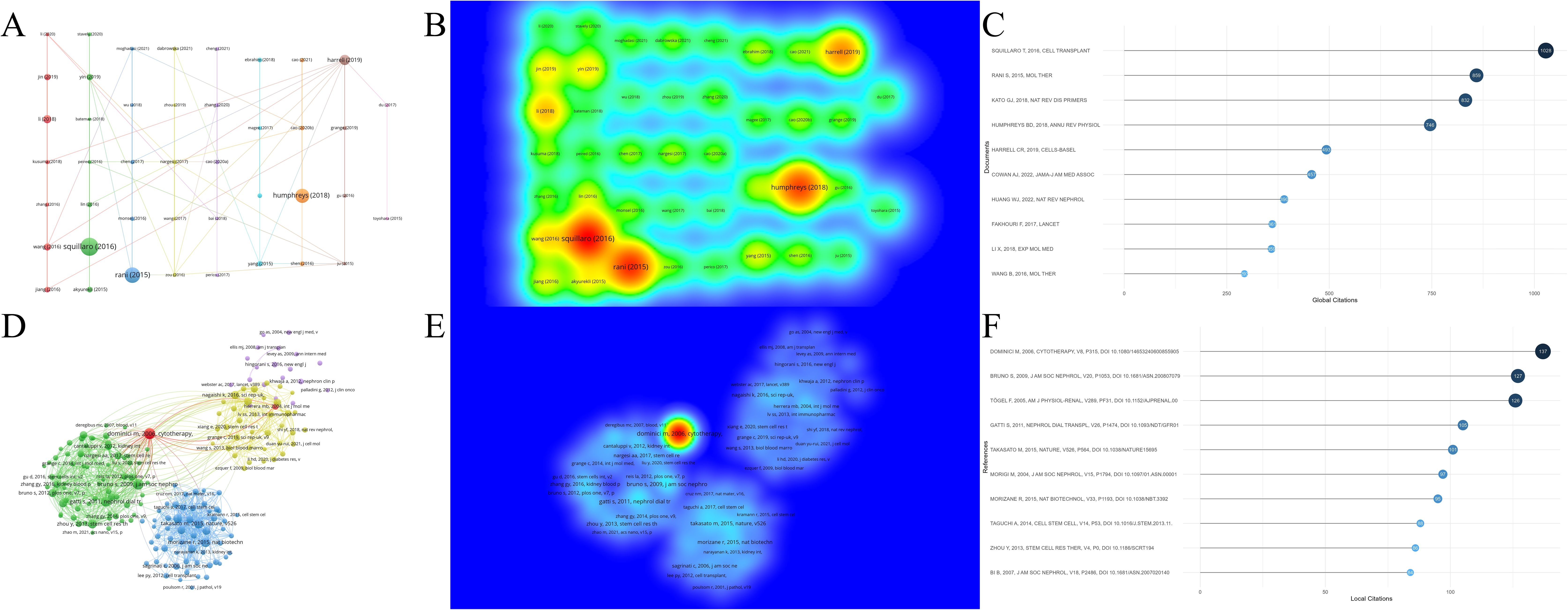 圖7:腎臟疾病干細(xì)胞治療研究中被引文獻(xiàn)及參考文獻(xiàn)分析。 圖7:腎臟疾病干細(xì)胞治療研究中被引文獻(xiàn)及參考文獻(xiàn)分析。