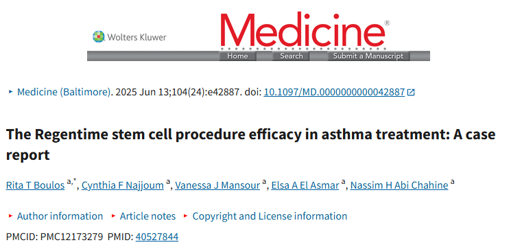 Regentime干細胞療法治療哮喘的療效:一例病例報告 Regentime干細胞療法治療哮喘的療效:一例病例報告