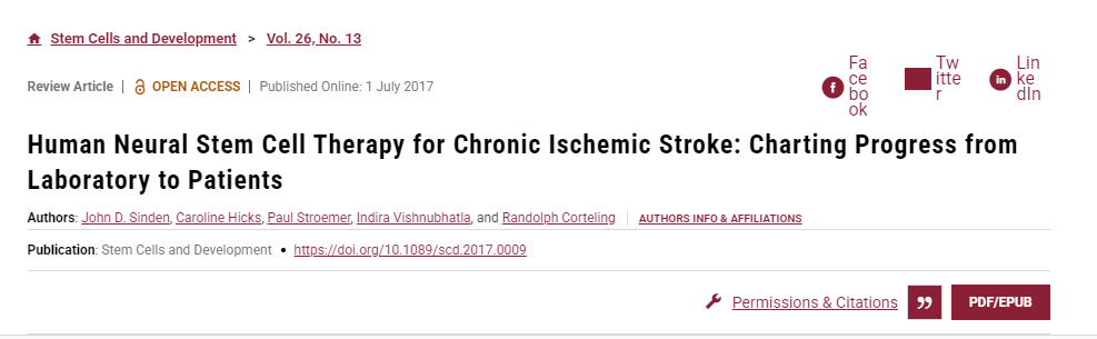 人類神經(jīng)干細胞療法治療慢性缺血性中風:從實驗室到患者的進展 人類神經(jīng)干細胞療法治療慢性缺血性中風:從實驗室到患者的進展