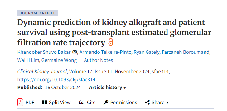 利用移植后估計腎小球濾過率軌跡動態預測腎移植和患者生存率 利用移植后估計腎小球濾過率軌跡動態預測腎移植和患者生存率